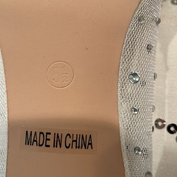 NEW De Blossom Bridal Silver Sparkle Heels Size 5.5 - Picture 8 of 9